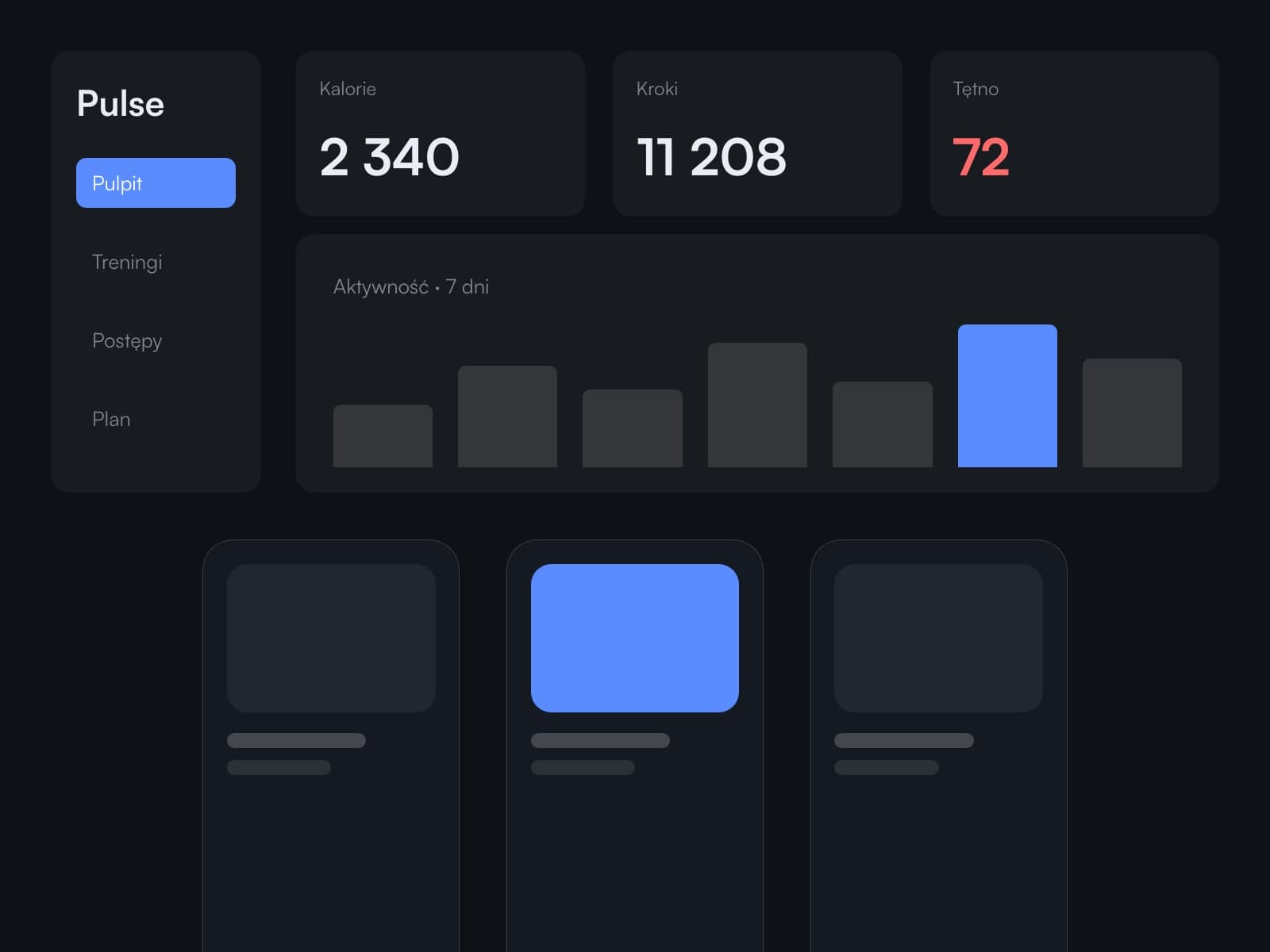 Pulse — projekt ui/ux dla: Aplikacja fitness