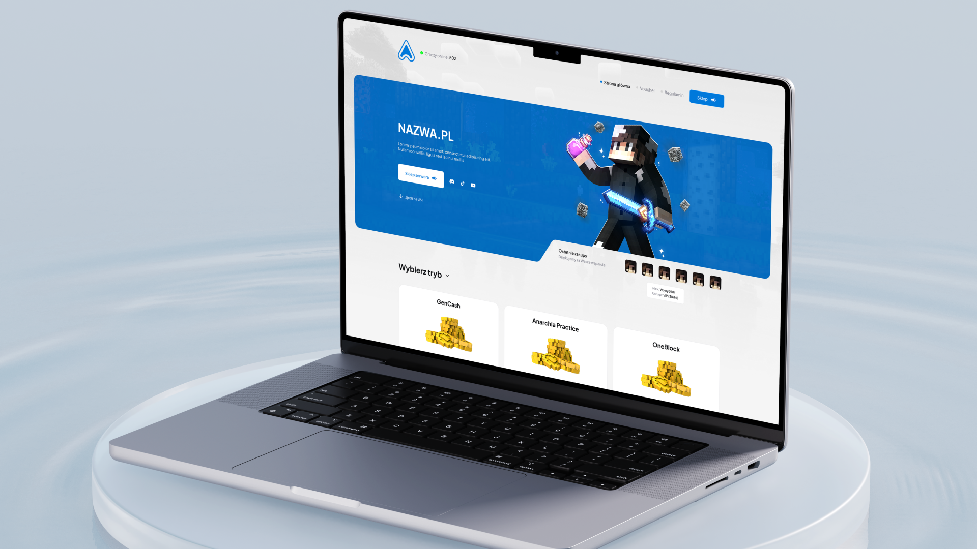 Template sklepu – serwer Minecraft